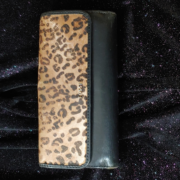 Fossil Handbags - Fossil Leopard Leather Large Wallet
